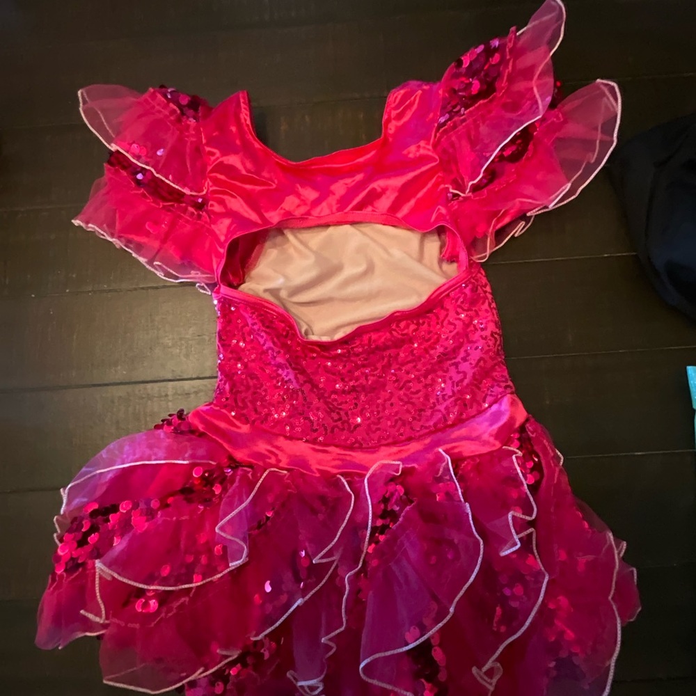 Weissman Dance Costume Pink Ruffles size 14 - Picture 2 of 8